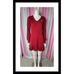 Beverly Hills Polo Club Rust Ruffle Hem Sweater Mini Dress Size Medium